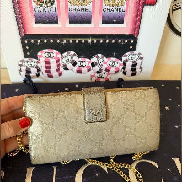 GUCCI GG Guccissima Leather Long Wallet with Chain - Picture 4 of 16